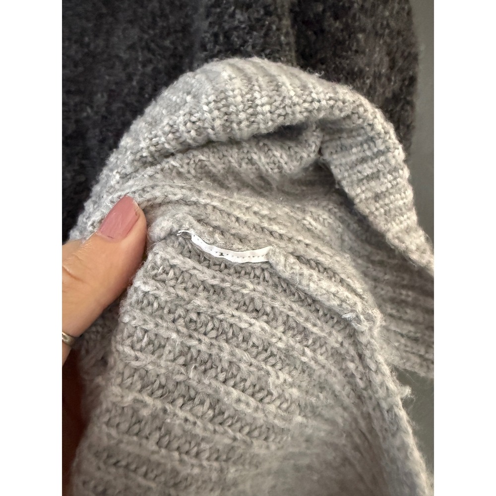 Michael Kors Womens Mock Neck Colorblock High Low Knit Sweater Gray XL - Picture 9 of 9